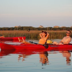 Couple in kayak on PI square-Hammock-Coast-South-Carolina