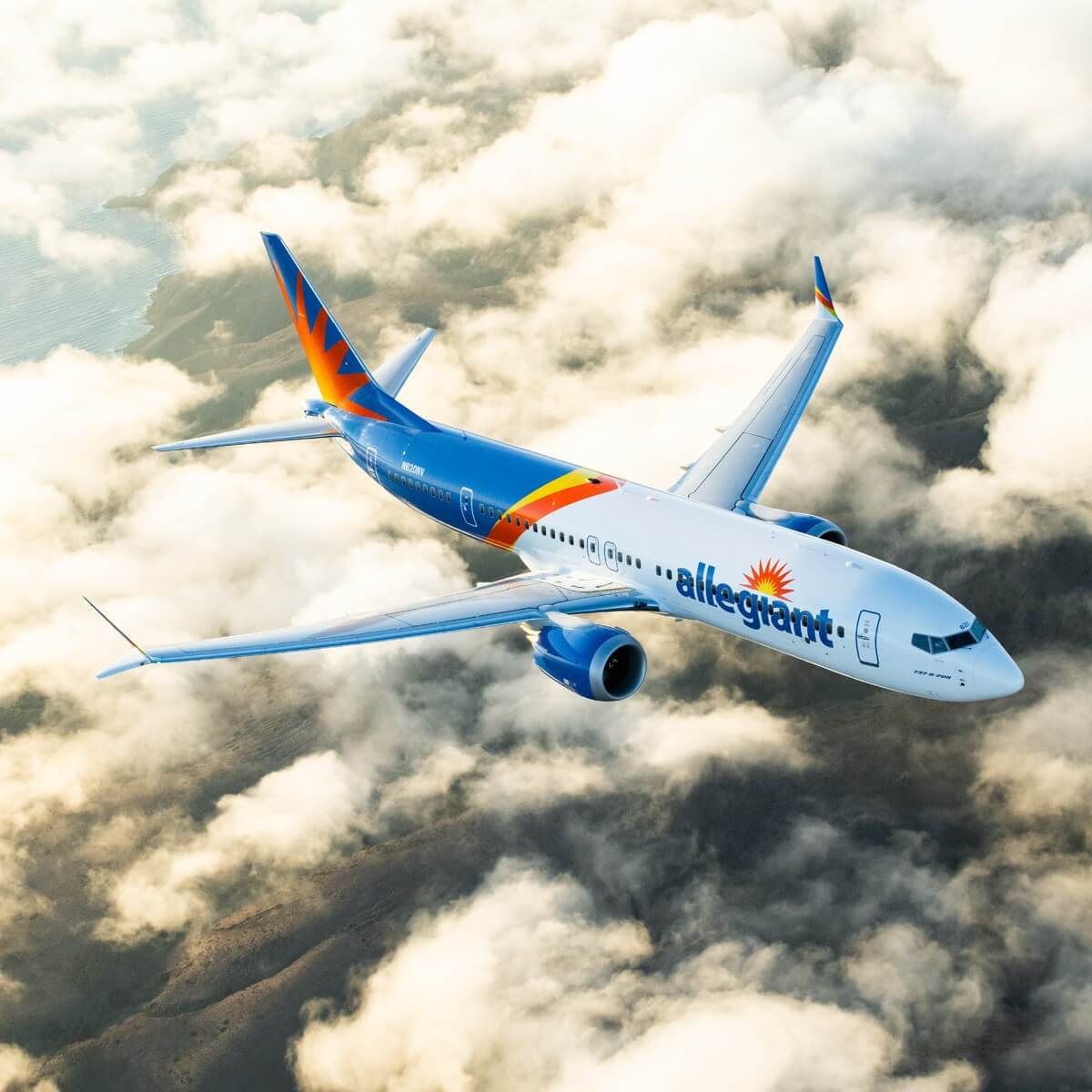 Allegiant Airplane in clouds square-Hammock-Coast-South-Carolina